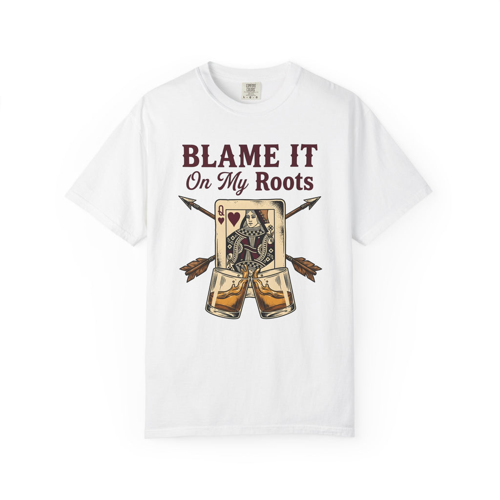 Playing Queen T-Shirt Cowgirl Western Gift Women Hand Drawn T-Shirt Queen T-Shirt Rodeo Fan Illustrated T-Shirt Country Graphic Folk Liquor Glass