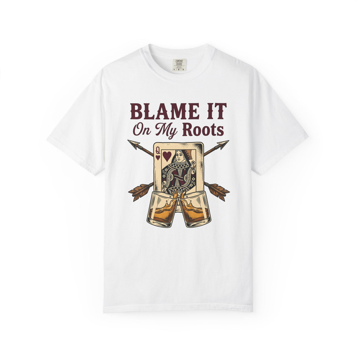 Playing Queen T-Shirt Cowgirl Western Gift Women Hand Drawn T-Shirt Queen T-Shirt Rodeo Fan Illustrated T-Shirt Country Graphic Folk Liquor Glass