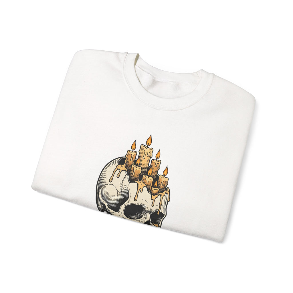 Skull Candles Sweatshirt Gothic Halloween Gift Women Gothic Sweatshirt Candle Sweatshirt Dark Fan Cthulhu Graphic Spooky Sweatshirt Vintage Wax Sweatshirt