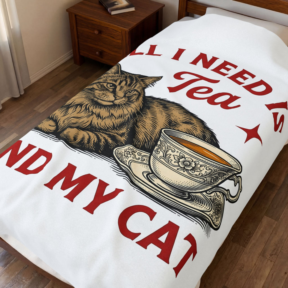 Cat Tea Cup Blanket Cat Tea Gift Women Vintage Blanket Kitty Blanket Feline Fan Retro Blanket Tea Infusion Graphic Hand Drawn Star Blanket