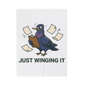 Pigeon Cartoon Blanket Funny Animal Gift Women Funny Blanket Dove Blanket Comedy Fan Squirrel Graphic Blanket Retro Clipboard Blanket