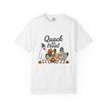 Duck Attire T-Shirt Halloween Pets Gift Women Animated T-Shirt Duckling T-Shirt Spooky Fan Cartoon T-Shirt Animal Graphic Hand Drawn Jack O Lantern