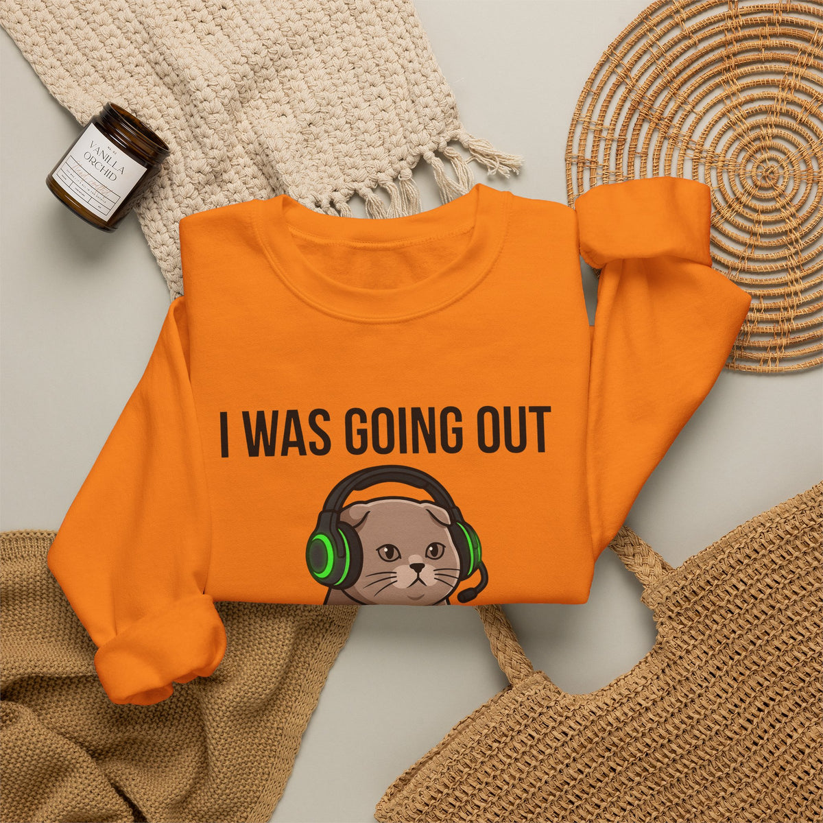 Gamer Cat Sweatshirt Cat Gaming Gift Women Cartoon Sweatshirt Kitty Sweatshirt Feline Fan Comic Sweatshirt Gamer Graphic Kawaii Headset Sweatshirt