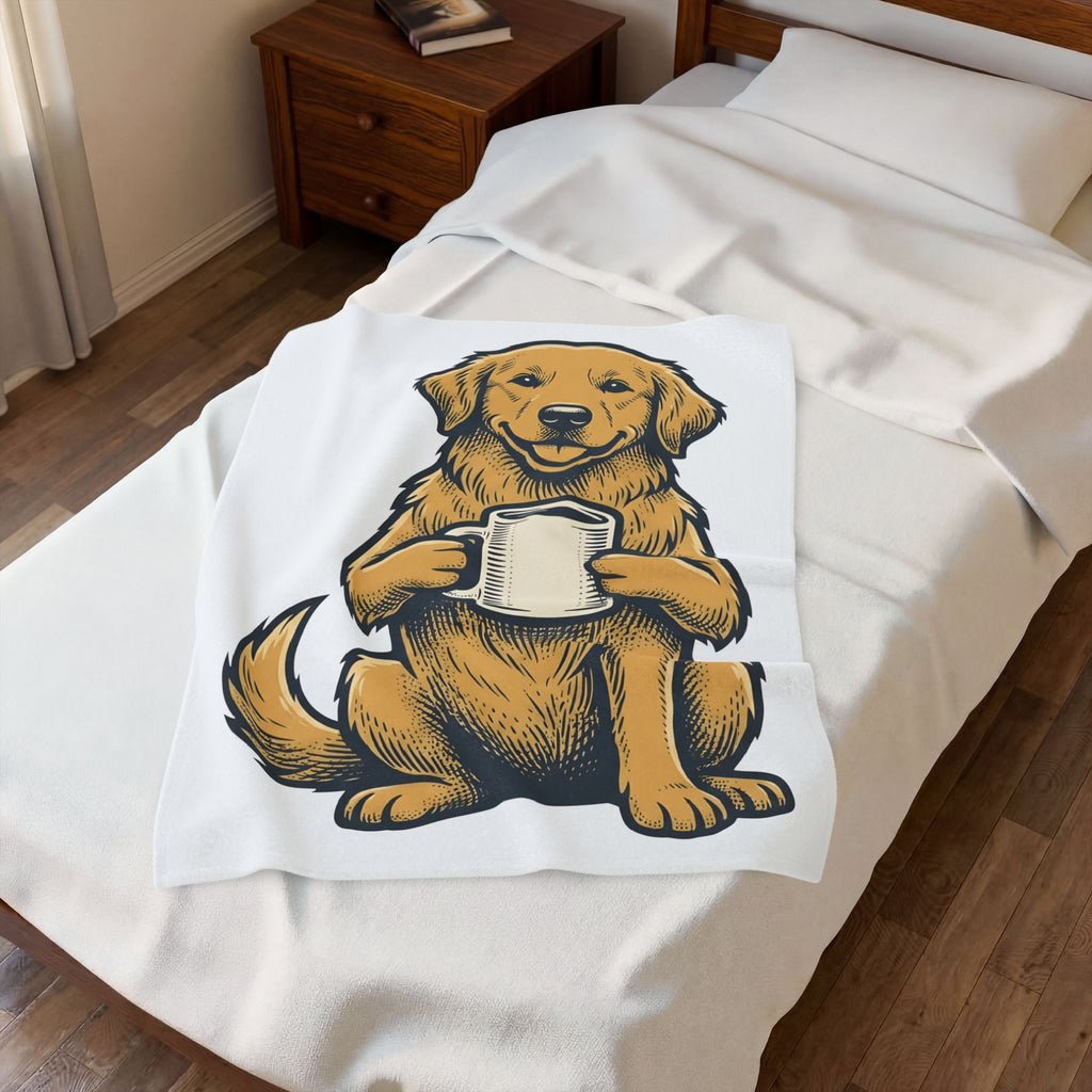 Golden Retriever Dog Coffee Gift Vintage Retriever Dog Fan Puppy Coffee Hand Drawn Coffee Blanket