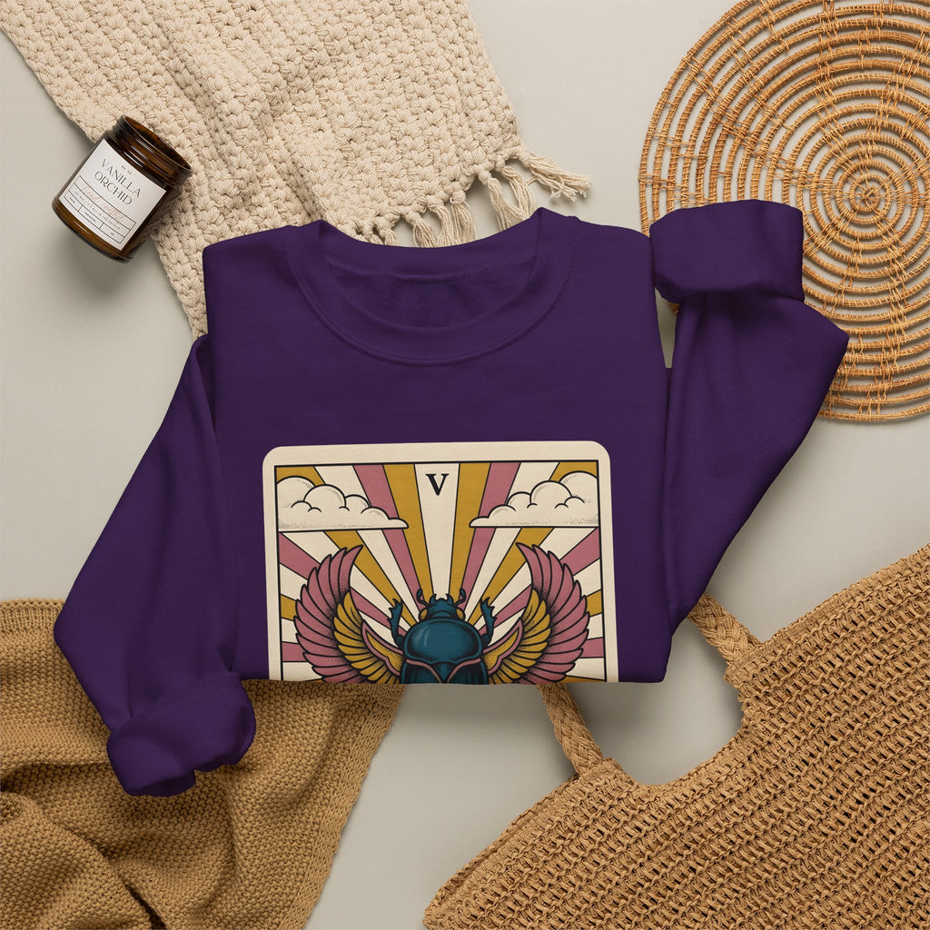 Beetle Sweatshirt Boho Chic Esoteric Gift Women Divination Card Sweatshirt Bug Sweatshirt Bohemian Fan Tarot Sweatshirt Mystical Graphic Hand Drawn Crescent