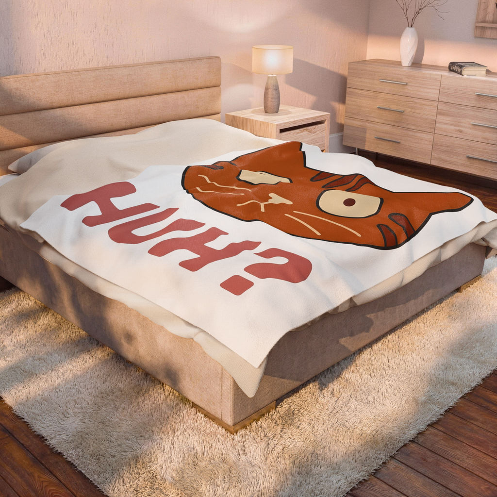 Cat Face Blanket Cat Humor Gift Women Cartoon Blanket Kitten Blanket Cat Fan Toon Blanket Funny Graphic Minimalist Wide Eyes Blanket
