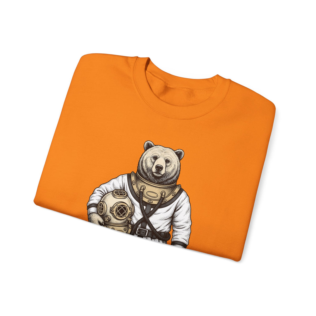 Bear Snorkeling Sweatshirt Funny Nature Gift Women Classic Sweatshirt Grizzly Sweatshirt Humor Fan Vintage Sweatshirt Wildlife Graphic Ink Diving Helmet Sweatshirt
