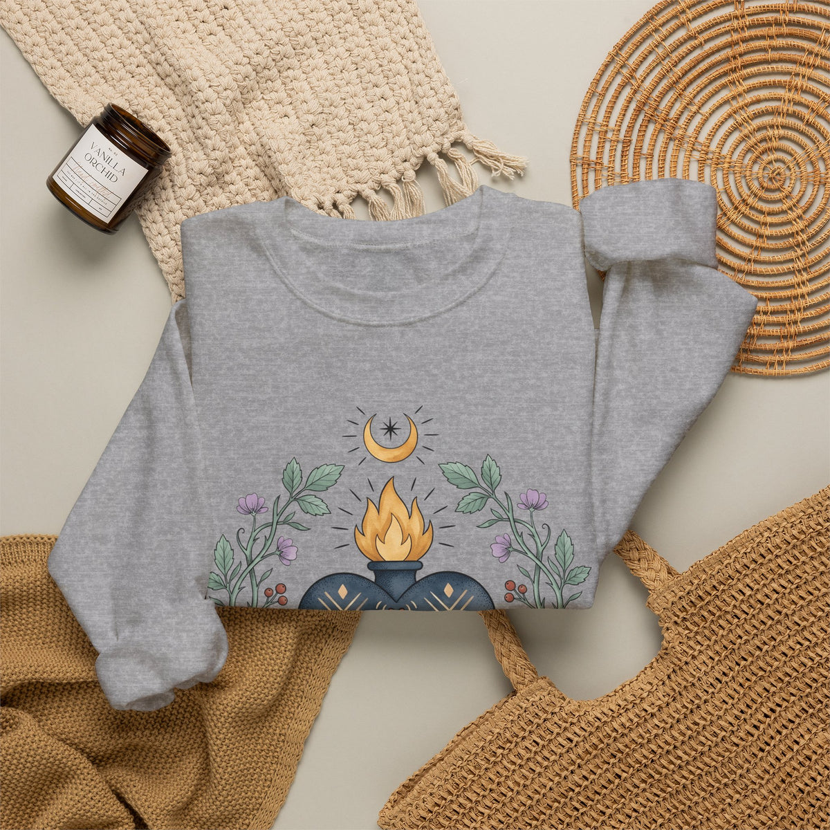 Sacred Heart Sweatshirt Boho Chic Spiritual Gift Women Folk Art Sweatshirt Heart Sweatshirt Hippie Enthusiast Primitive Sweatshirt Mystical Graphic Vintage