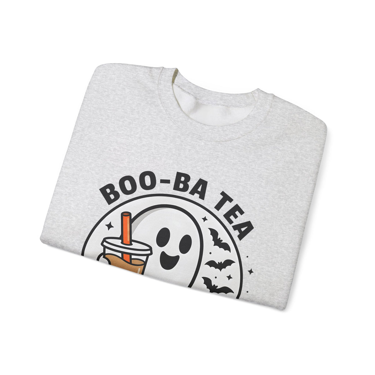Ghost Bubble Tea Sweatshirt Halloween Cuisine Gift Women Charming Sweatshirt Boba Sweatshirt Halloween Fan Cute Sweatshirt Food Graphic Animated Bats