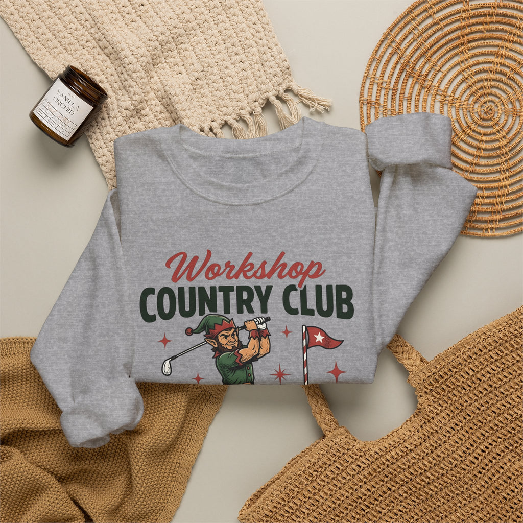 Festive Elf Golf Sweatshirt Christmas Workout Gift Women Sketch Sweatshirt Elf Golfing Sweatshirt Christmas Fan Fitness Graphic Classic Golf Post Sweatshirt