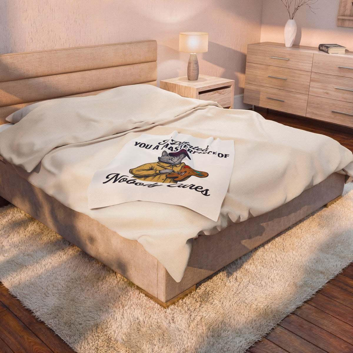 Artist Cat Blanket Cat Humor Gift Women Vintage Blanket Kitty Cat Blanket Feline Fan Retro Blanket Funny Graphic Hand Drawn Paint Palette Blanket