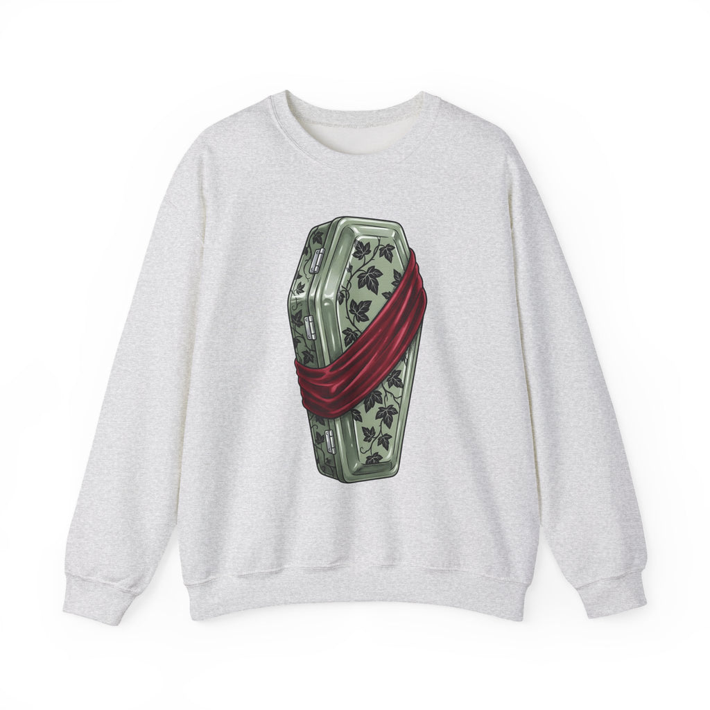 Blossom Coffin Sweatshirt Halloween Macabre Gift Women Eerie Sweatshirt Flower Coffin Sweatshirt Horror Fan Dark Sweatshirt Morbid Graphic Antique Crimson