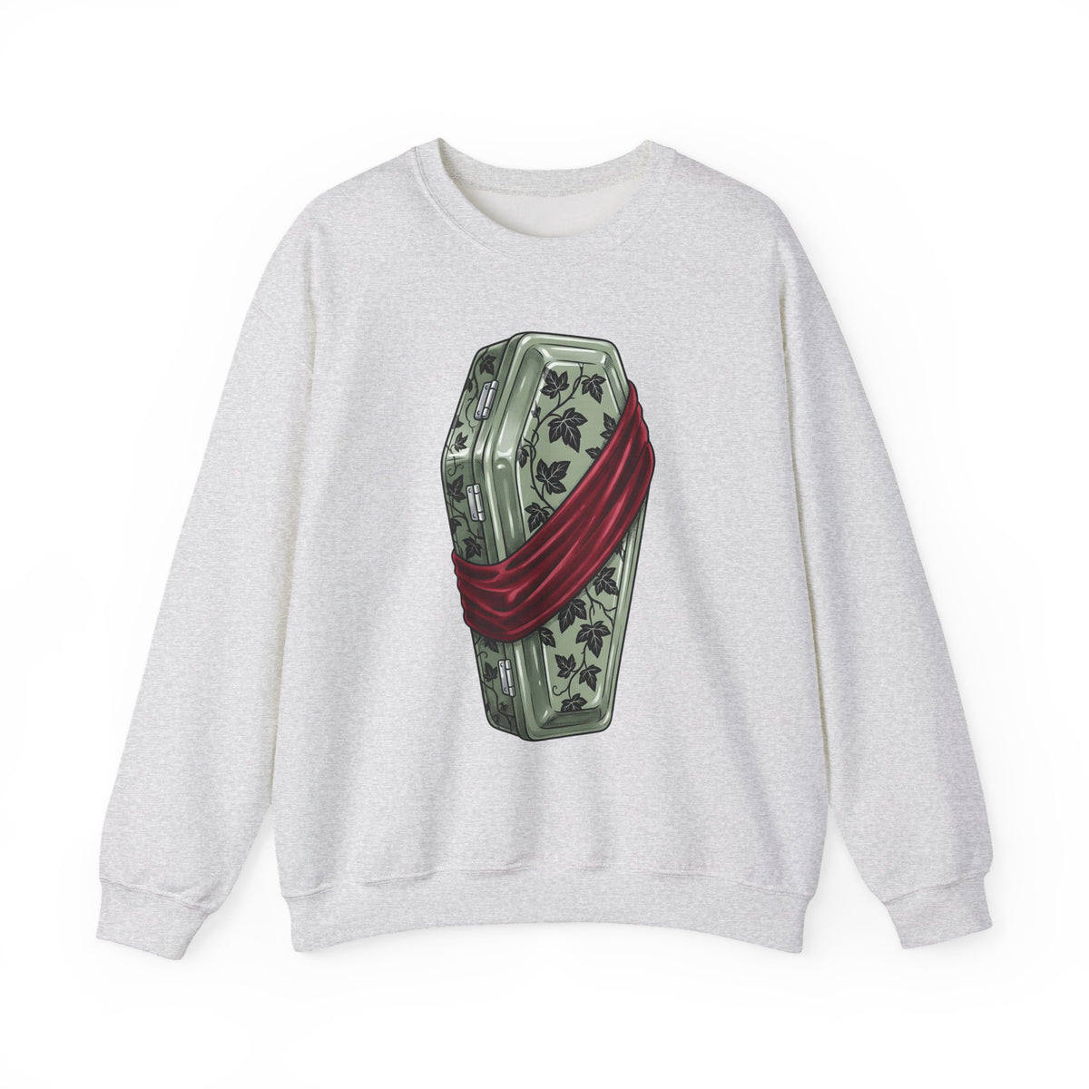 Blossom Coffin Sweatshirt Halloween Macabre Gift Women Eerie Sweatshirt Flower Coffin Sweatshirt Horror Fan Dark Sweatshirt Morbid Graphic Antique Crimson