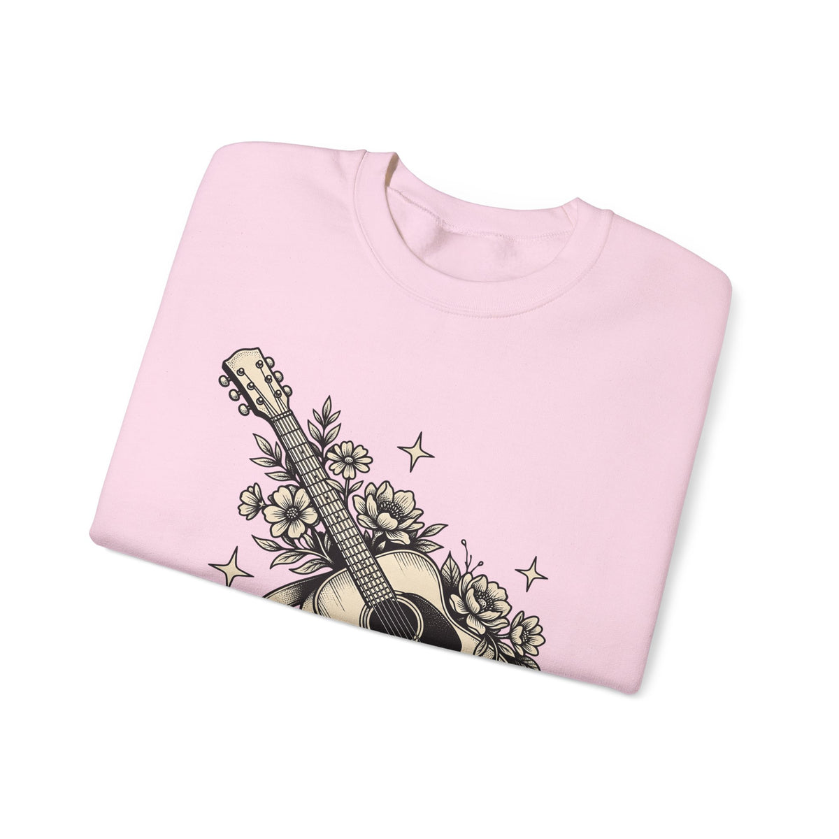 Blossom Guitar Sweatshirt Floral Melody Gift Women Illustrative Sweatshirt Guitar Sweatshirt Flower Fan Illustrated Sweatshirt Harmony Graphic Old School Star