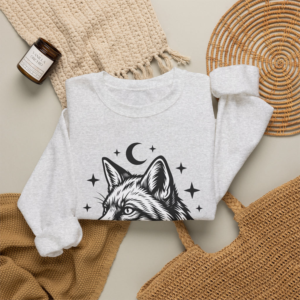 Wolf Portrait Sweatshirt Boho Chic Fauna Gift Women Sketch Sweatshirt Canine Sweatshirt Bohemian Fan Drawing Design Graphic Creature Illustration Graphic