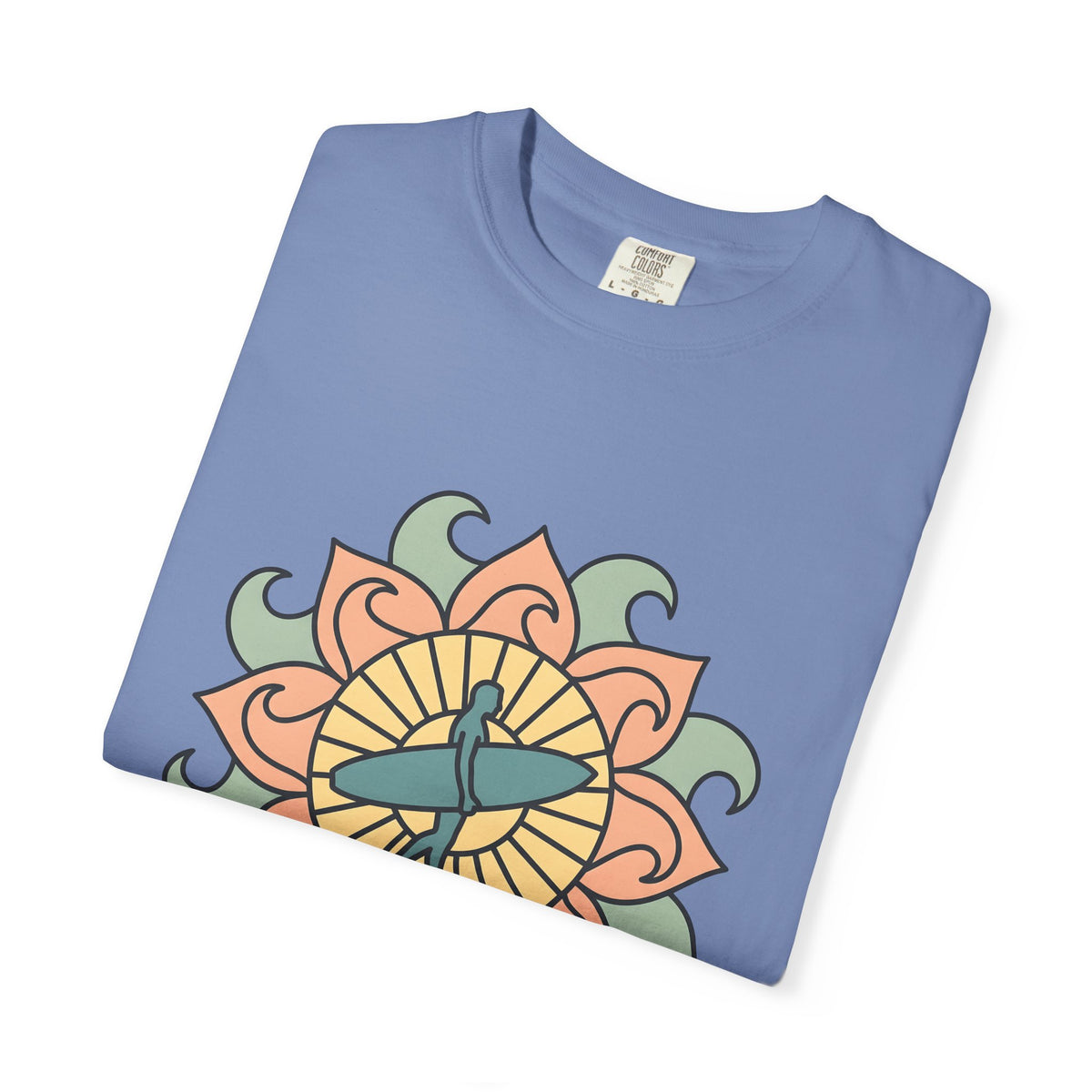 Surfer Outline T-Shirt Sports Ocean Gift Women Hippie T-Shirt Surfer T-Shirt Athlete Fan Marine Graphic T-Shirt Simple Floral Circle T-Shirt