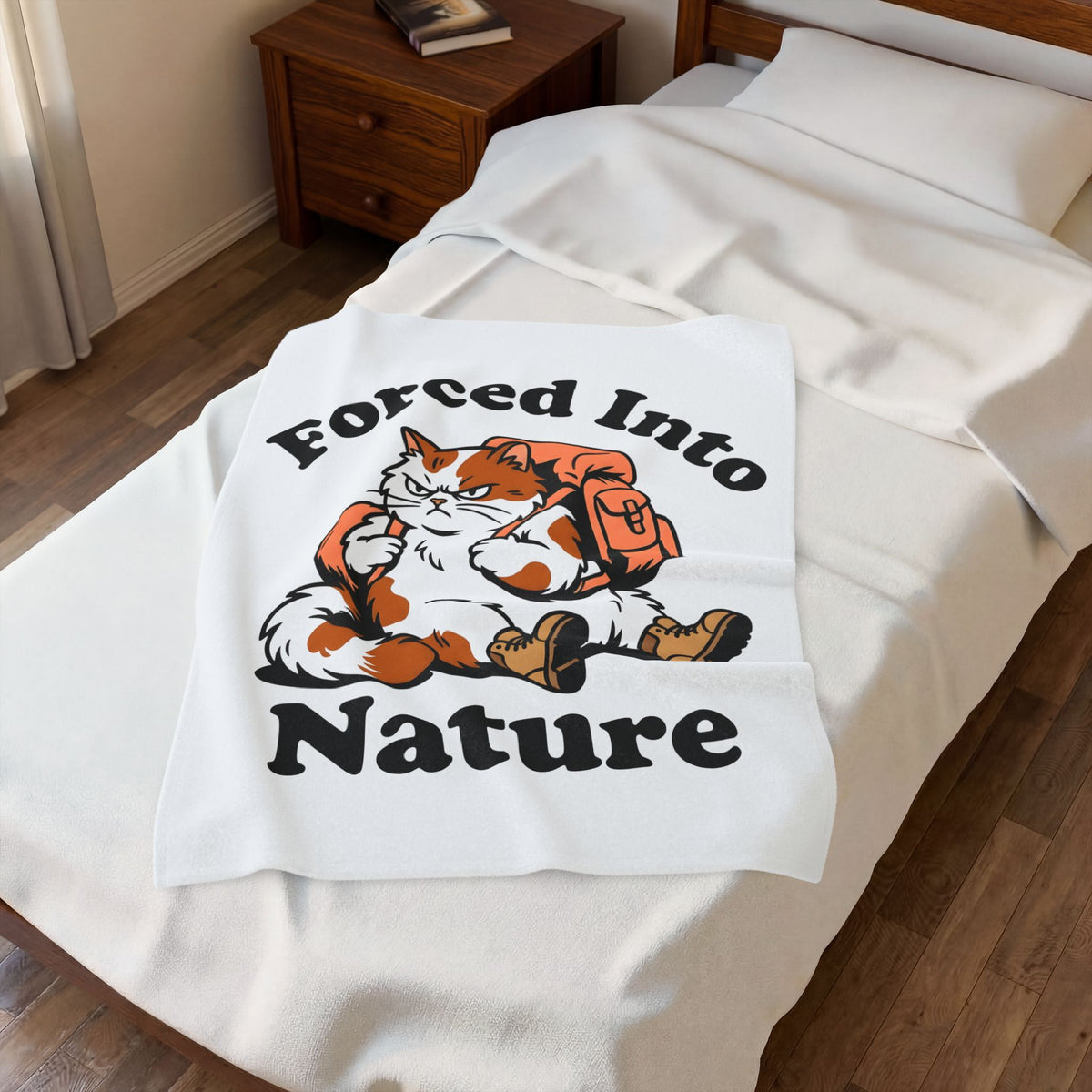 Hiking Cat Sports Activities Adventure Gift Cartoon Kitty Athlete Enthusiast Comic Exploration Blanket
