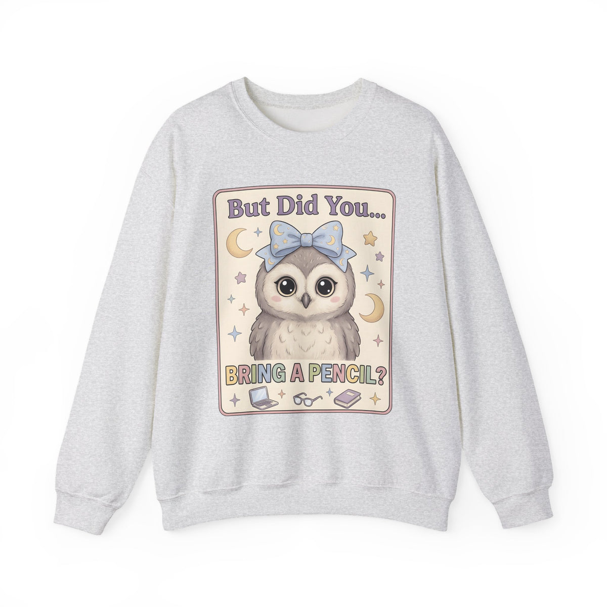 Owl Bow Sweatshirt Teachers School Gift Women Kawaii Sweatshirt Owl Sweatshirt Educator Enthusiast Cute Sweatshirt Classroom Graphic Pastel Laptop Sweatshirt