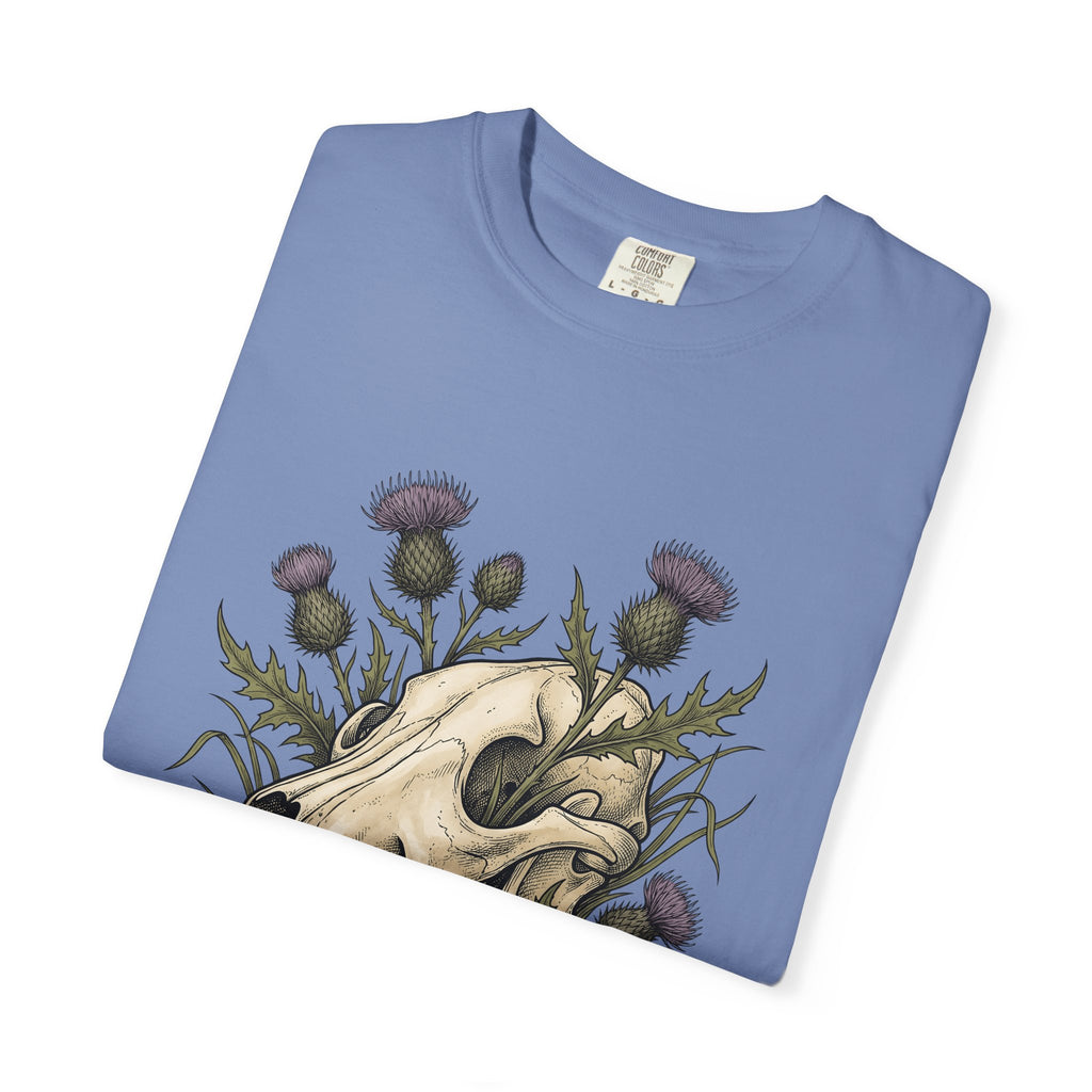 Animal Skull T-Shirt Animals & Flowers Spooky Gift Women Sketch T-Shirt Cranium T-Shirt Wildlife Fan Illustration Graphic T-Shirt Hand Drawn