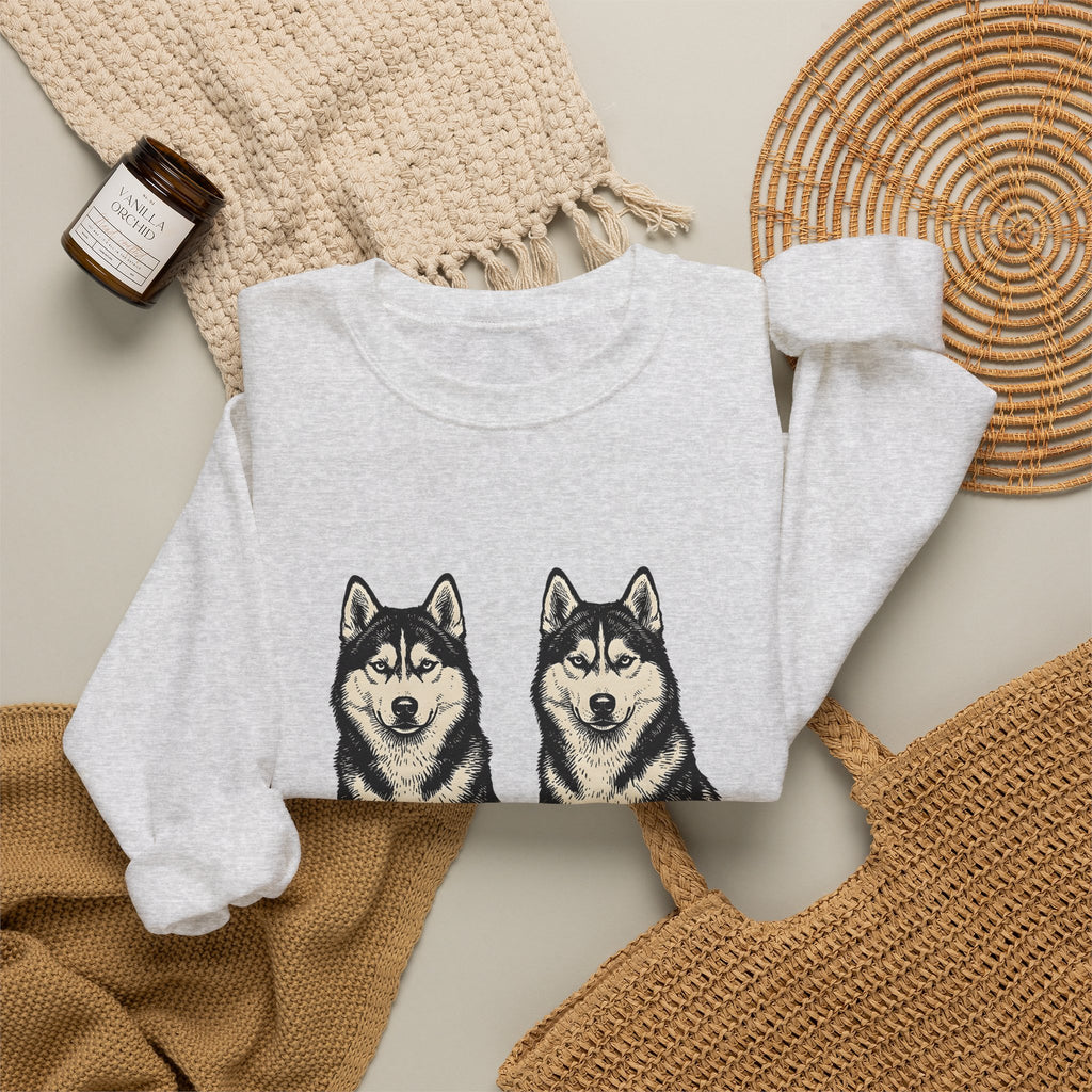 Siberian Huskies Sweatshirt Dog Wildlife Gift Women Doodle Sweatshirt Husky Sweatshirt Dog Fan Doggy Sweatshirt Wildlife Graphic Classic Couple Sweatshirt