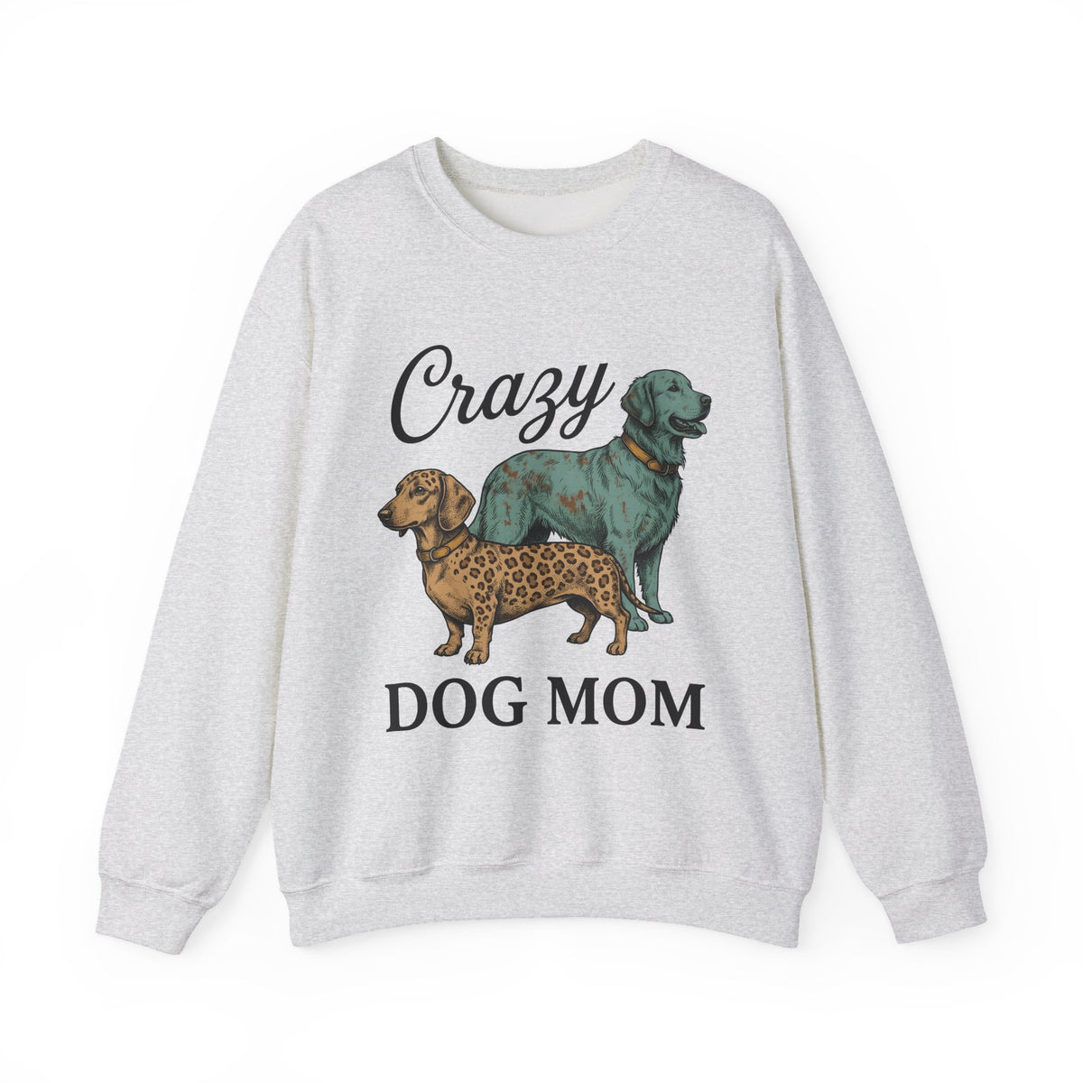 Dog Duo Sweatshirt Dog Mom Pets Gift Women Vintage Sweatshirt Canine Sweatshirt Dog Mom Fan Retro Sweatshirt Animal Graphic Hand Drawn Leopard Print Sweatshirt