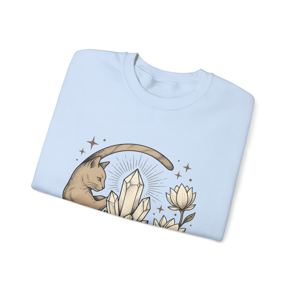 Kitty Stone Sweatshirt Cat Esoteric Gift Women Bohemian Sweatshirt Cat Sweatshirt Cat Fan Mystical Graphic Classic Lotus Blossom Sweatshirt