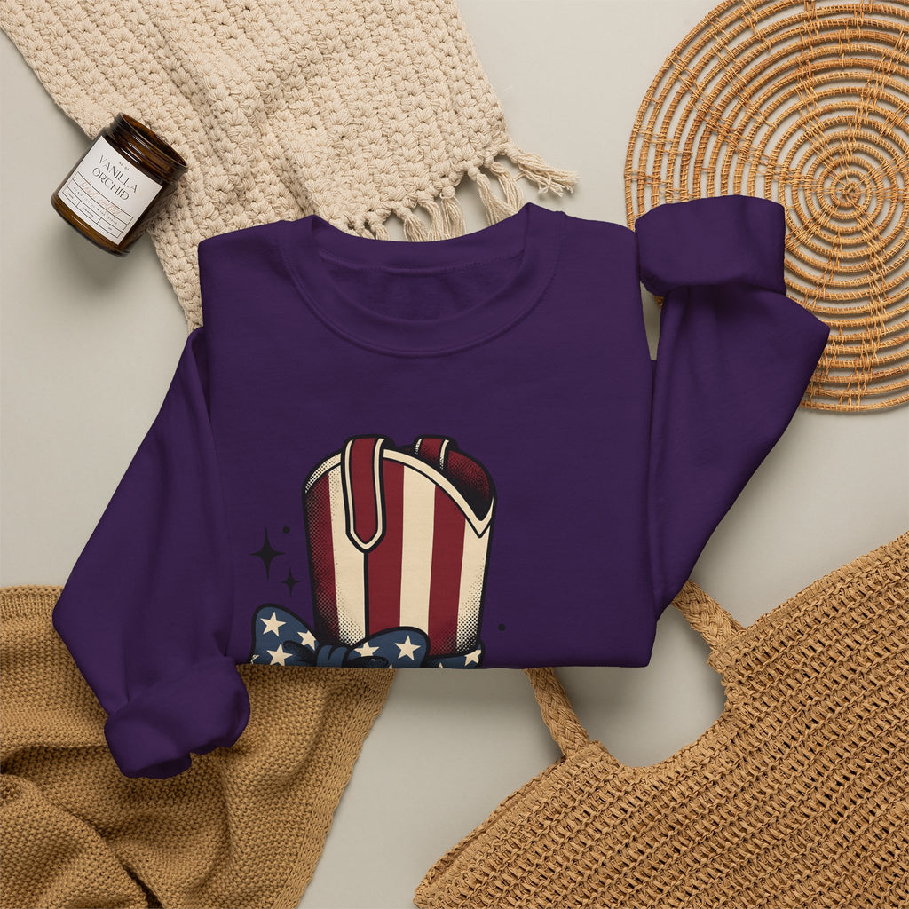 Western Boot America 4Th Of July Cowboy Gift Rustic Boot Patriot Fan Cowboy Old Sweatshirt