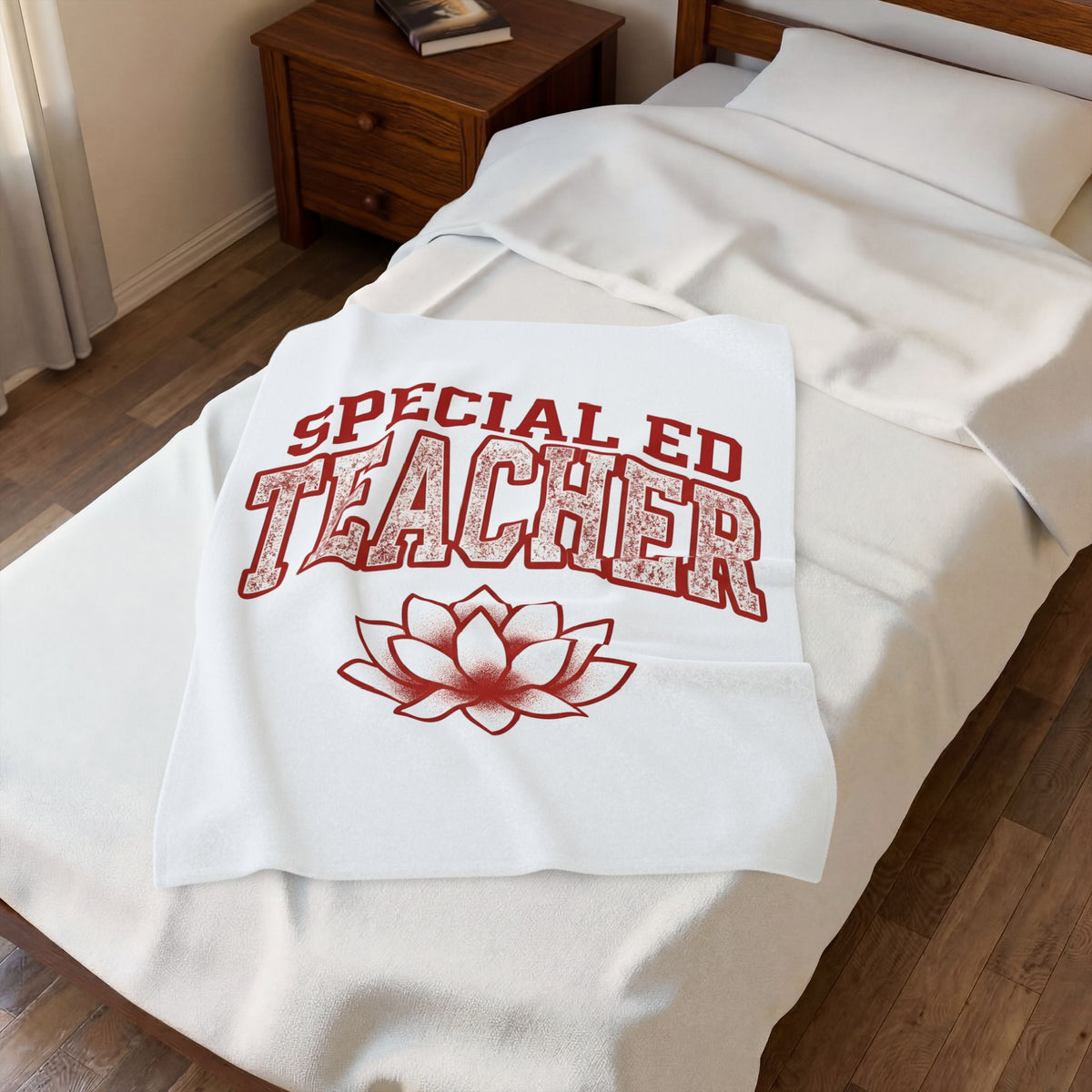 Lotus Petal Blanket Teacher Recognition Gift Women Faded Blanket Waterlily Blanket Educator Enthusiast Distressed Blanket Appreciation Graphic