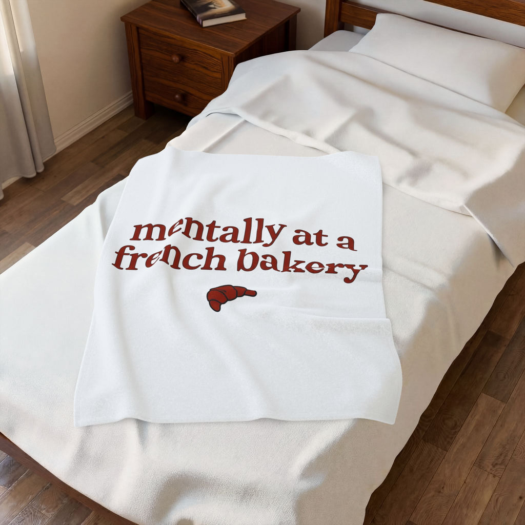 Croissant Drawing Blanket Desserts Snack Gift Women Line Art Blanket Pastry Blanket Dessert Fan Minimalist Blanket Munchie Graphic Hand Drawn Baked