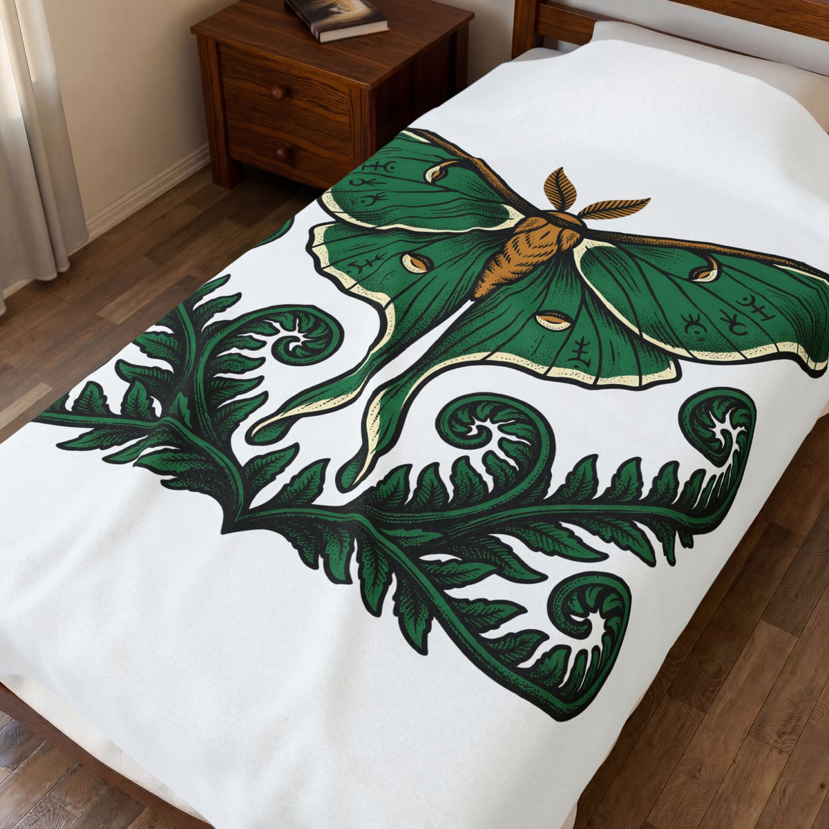 Luna Bug Blanket Boho Chic Environment Gift Women Antique Blanket Firefly Blanket Bohemian Fan Vintage Blanket Eco Graphic Line Art Greenery Blanket