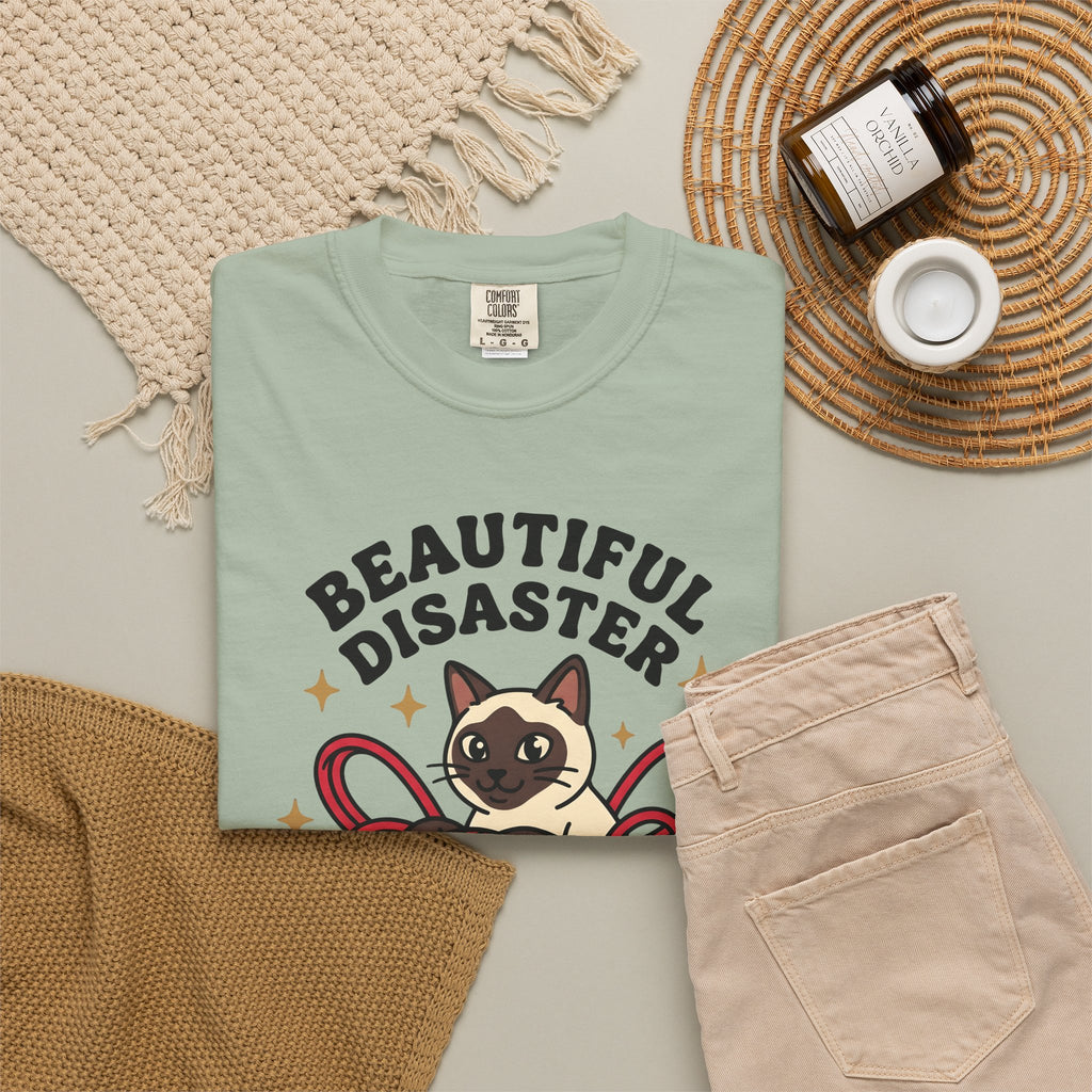 Siamese Kitten T-Shirt Cat Pet Gift Women Comic T-Shirt Kitten T-Shirt Cat Fan Cartoon T-Shirt Animal Graphic Vintage Wool Ball T-Shirt
