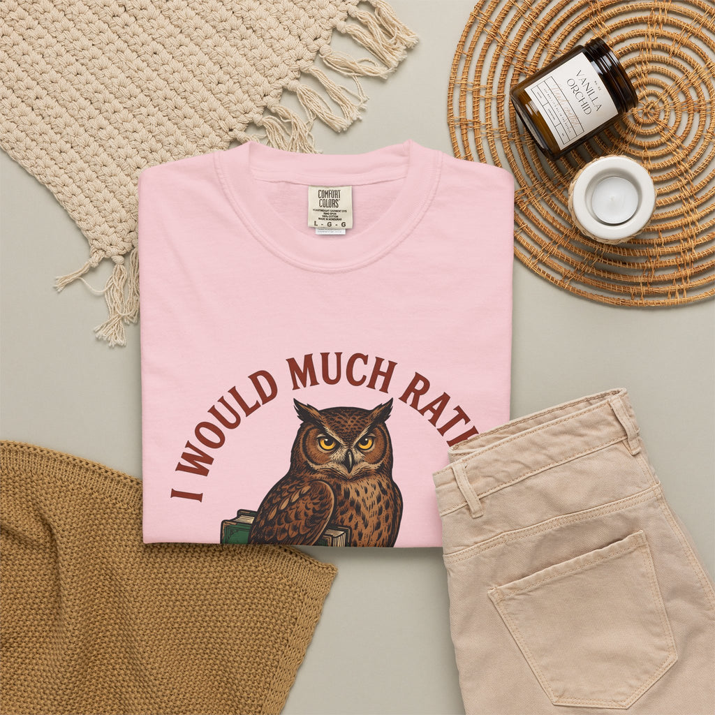 Owl Books T-Shirt Book Animal Gift Women Vintage T-Shirt Bookish T-Shirt Bibliophile Enthusiast Retro T-Shirt Wildlife Graphic Hand Drawn Animal