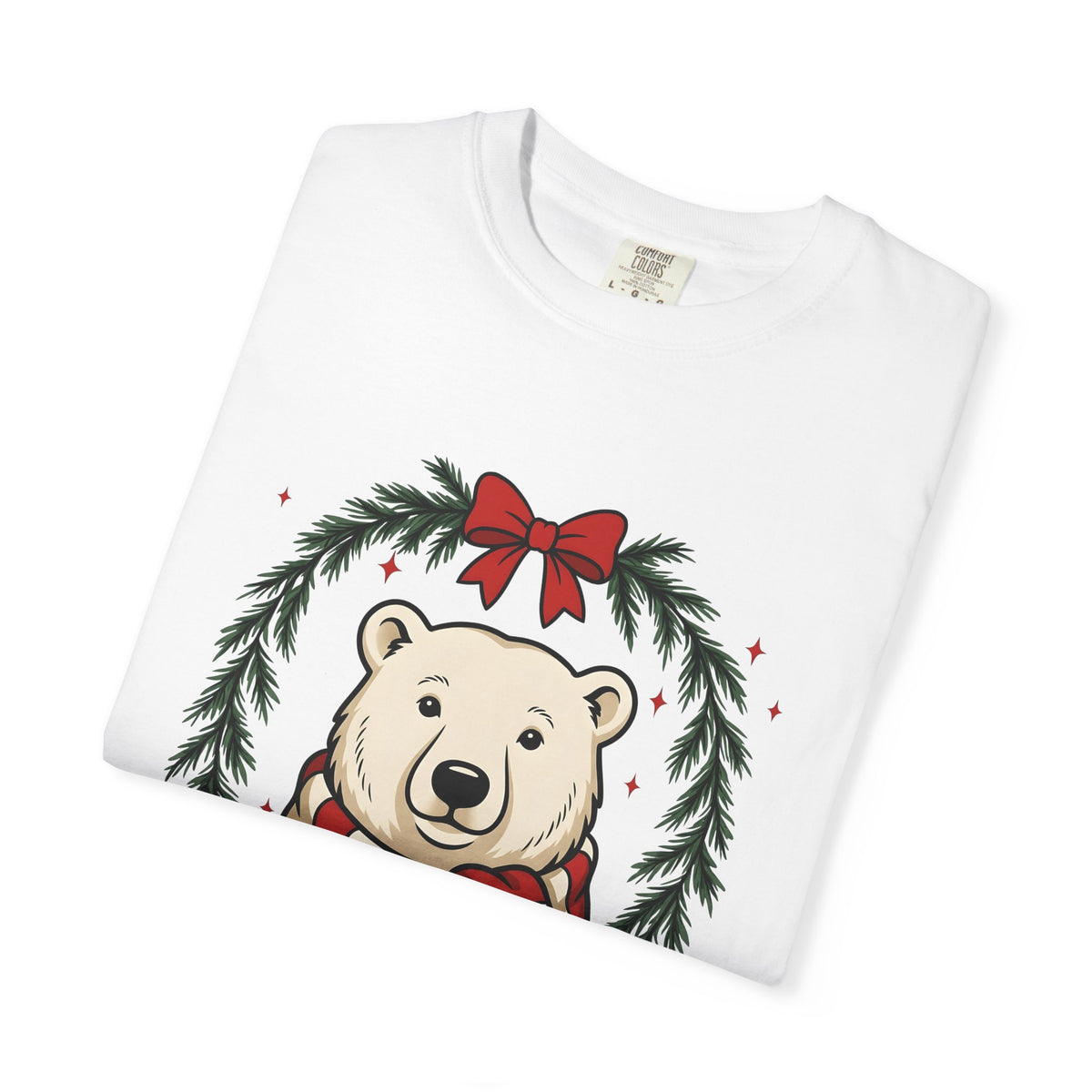 Arctic Bear T-Shirt Christmas Wildlife Gift Women Comic T-Shirt Polar Bear T-Shirt Xmas Fan Cartoon T-Shirt Animal Graphic Sketch Garland T-Shirt