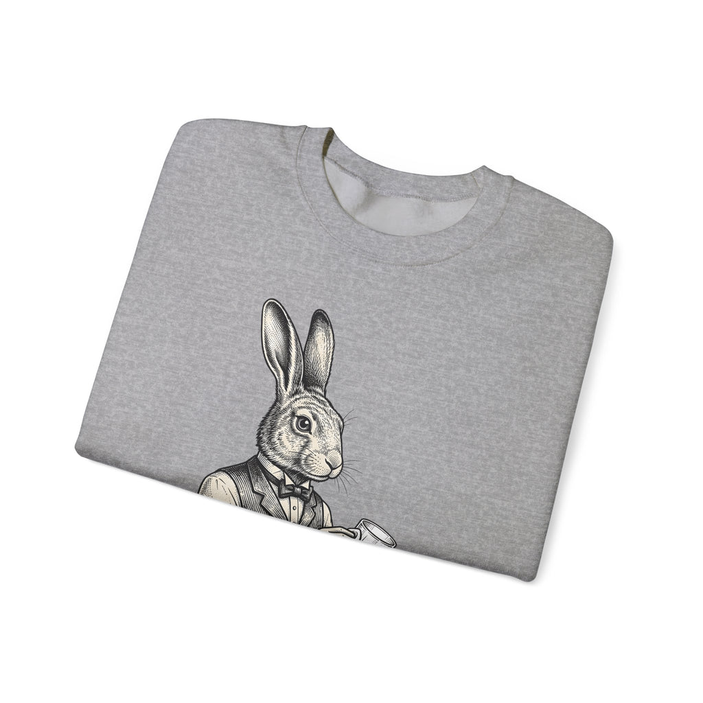 Rabbit Bartender Sweatshirt Animal Bar Gift Women Vintage Sweatshirt Bunny Sweatshirt Pet Fan Retro Sweatshirt Pub Graphic Hand Drawn Playing Card Sweatshirt