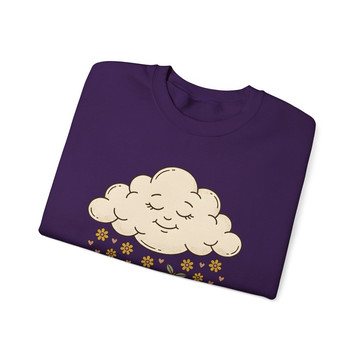 Joyful Cloud Sweatshirt Boho Chic Encouragement Gift Women Cartoon Sweatshirt Cloud Sweatshirt Bohemian Fan Illustrated Graphic Sweatshirt Hand Drawn Bloom