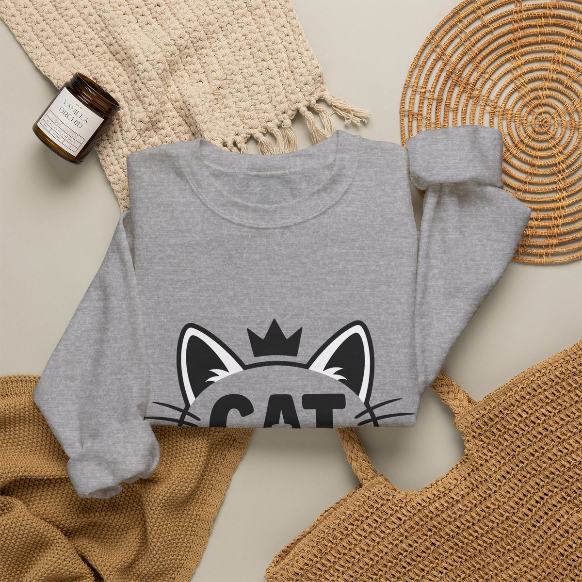 Cat Head Sweatshirt Cat Satire Gift Women Bright Graphic Sweatshirt Kitty Sweatshirt Cat Fan Feline Sweatshirt Parody Graphic Pared-Down Headpiece Sweatshirt