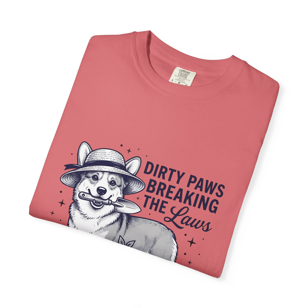 Corgi Canine T-Shirt Dog Horticulture Gift Women Old School T-Shirt Dog T-Shirt Dog Fan Puppy T-Shirt Gardening Graphic Outline Hand Shovel T-Shirt