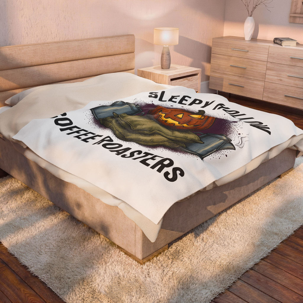 Pumpkin Mocha Blanket Halloween Cappuccino Gift Women Line Art Blanket Mocha Blanket Horror Fan Minimalist Blanket Coffee Graphic Rustic Coffee