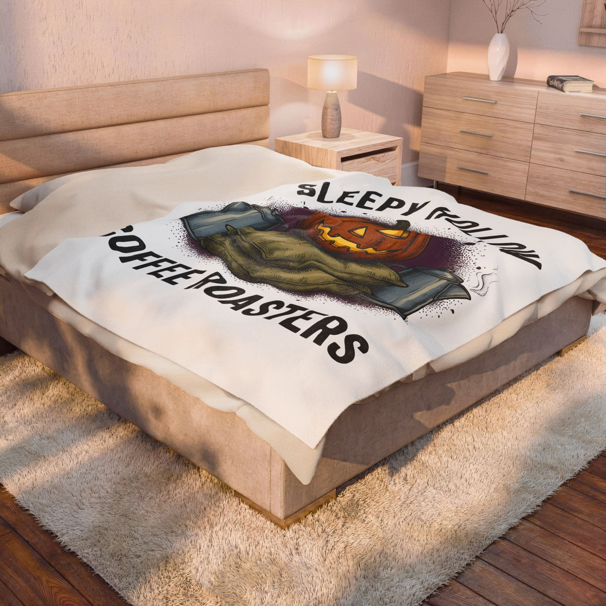 Pumpkin Mocha Blanket Halloween Cappuccino Gift Women Line Art Blanket Mocha Blanket Horror Fan Minimalist Blanket Coffee Graphic Rustic Coffee