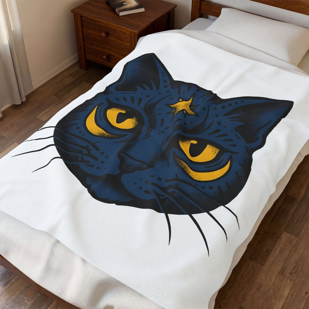 Magic Cat Blanket Cat Horoscope Gift Women Ink Blanket Kitten Blanket Feline Fan Tattoo Blanket Astrology Graphic Retro Sparkle Blanket