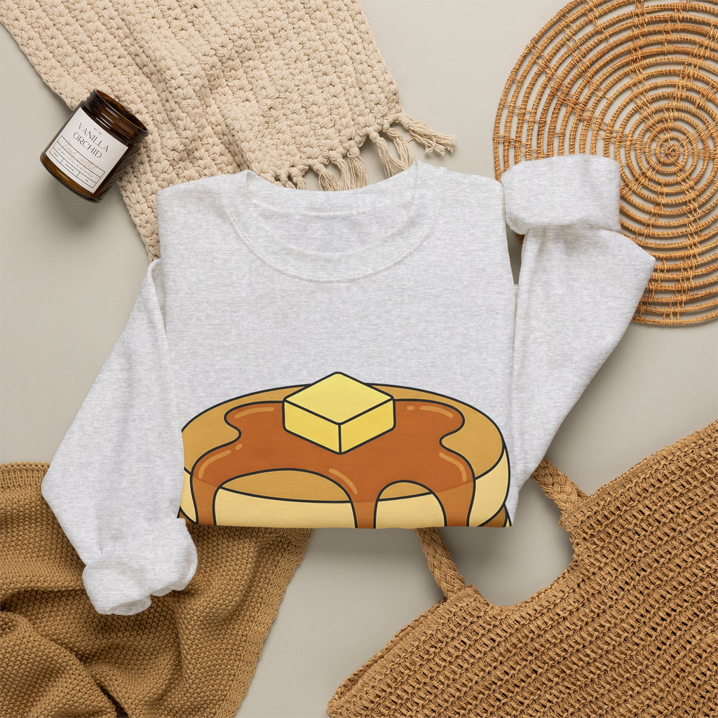 Flapjack Pile Sweatshirt Desserts Brunch Gift Women Comic Sweatshirt Granola Bar Sweatshirt Pastry Fan Cartoon Sweatshirt Breakfast Graphic Simple Honey Sweatshirt