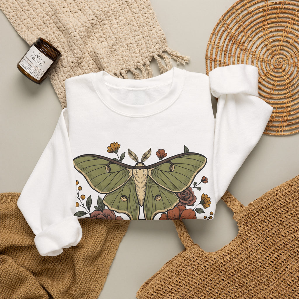 Luna Butterfly Sweatshirt Halloween Occult Gift Women Leaf Sweatshirt Butterfly Sweatshirt Horror Fan Spirit Sweatshirt Mystic Graphic Classic Magic Orb Sweatshirt