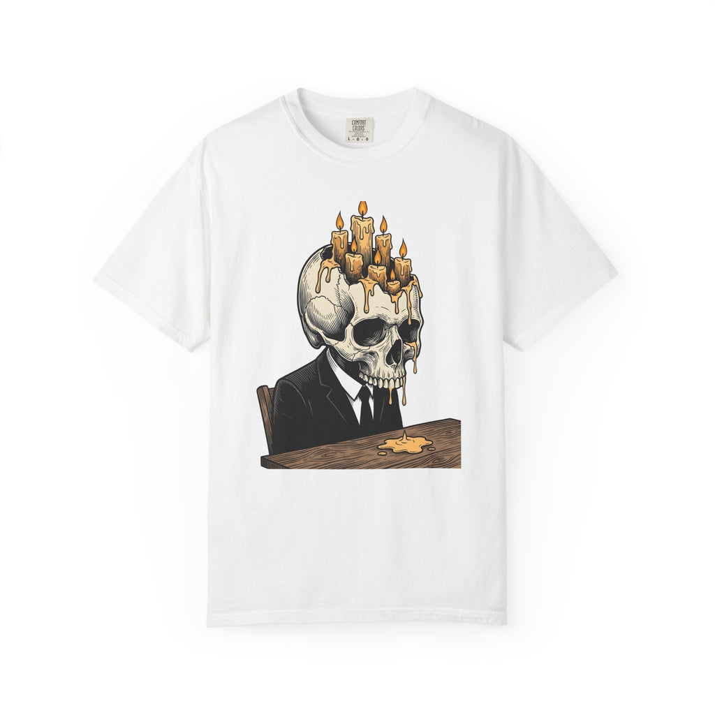 Skull Candles T-Shirt Gothic Halloween Gift Women Gothic T-Shirt Candle T-Shirt Dark Fan Cthulhu Graphic Spooky T-Shirt Vintage Wax T-Shirt