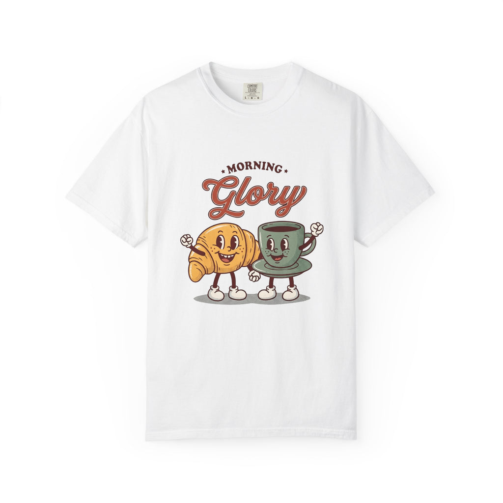 Croissant Espresso Cup T-Shirt Coffee Morning Meal Gift Women Illustration T-Shirt Coffee T-Shirt T-Shirt Coffee Fan Coffee Art T-Shirt Breakfast