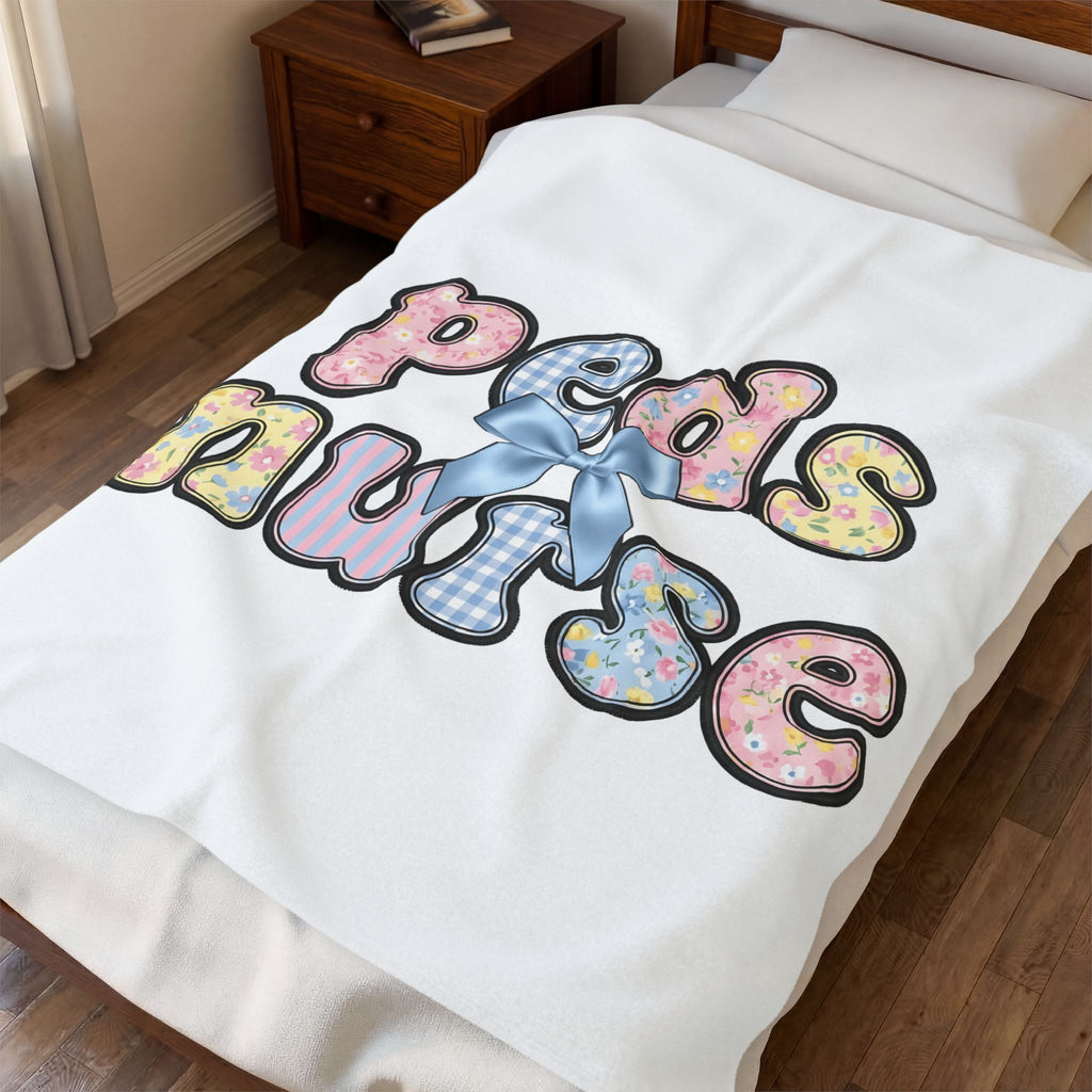 Pastel Fabric Typography Blanket Nurse Flower Gift Women Adorable Blanket Textile Blanket Nursing Enthusiast Typography Blanket Floral Graphic Old