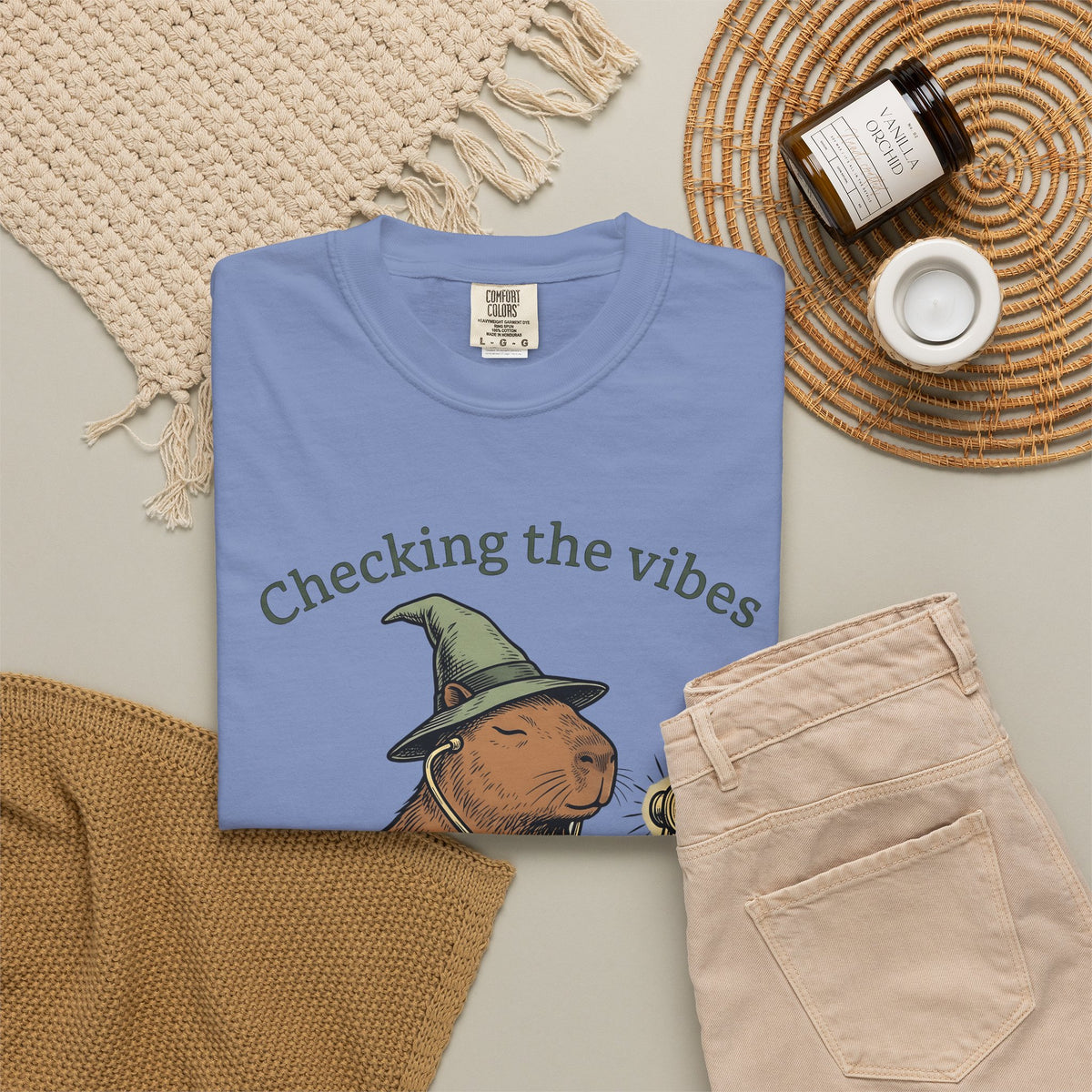 Capybara Warlock T-Shirt Nurses Critter Gift Women Illustrated T-Shirt Rodent T-Shirt Nurse Enthusiast Cartoon T-Shirt Animal Graphic Line Art