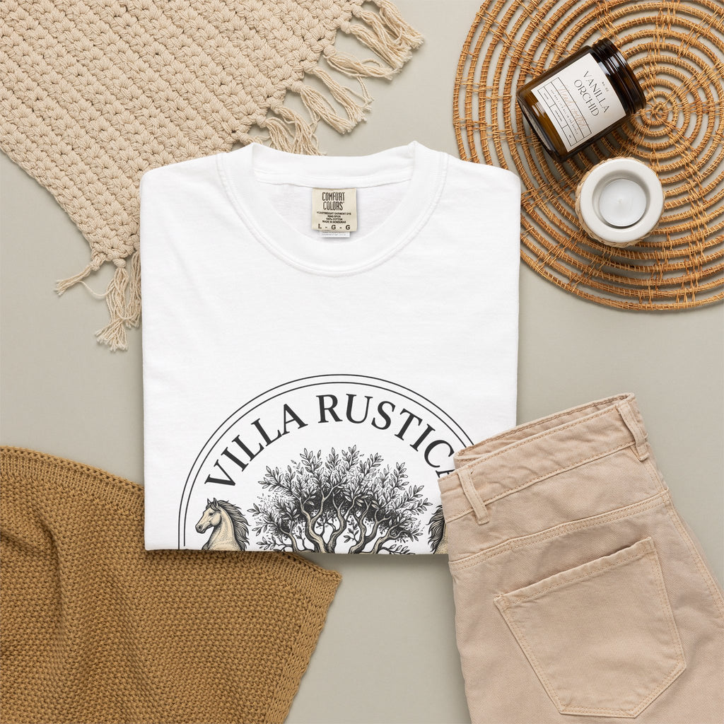 Horse Tree T-Shirt Vineyard Equestrian Gift Women Vintage T-Shirt Equine T-Shirt Winery Enthusiast Retro T-Shirt Horseback Graphic Hand Drawn Olive