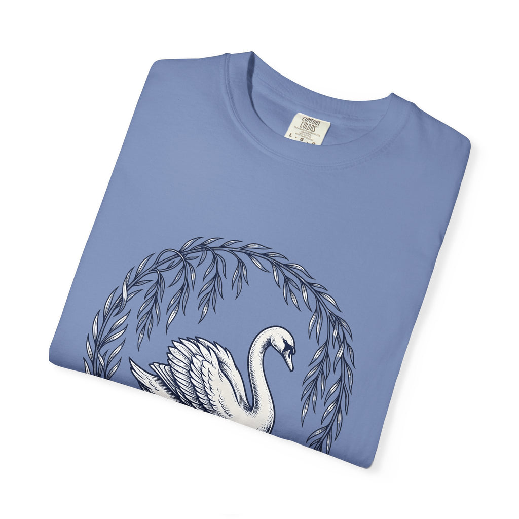 Swan Drawing T-Shirt Animal Environment Gift Women Cartoon T-Shirt Duck T-Shirt Wildlife Fan Waterfowl T-Shirt Eco Graphic Rustic Lake Bloom T-Shirt