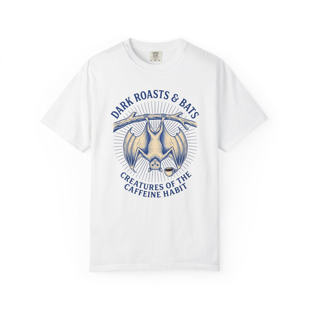 Flying Bat Coffee T-Shirt Coffee Fauna Gift Women Classic T-Shirt Coffee Drink T-Shirt Coffee Fan Wildlife Graphic T-Shirt Line Art Perch Branch