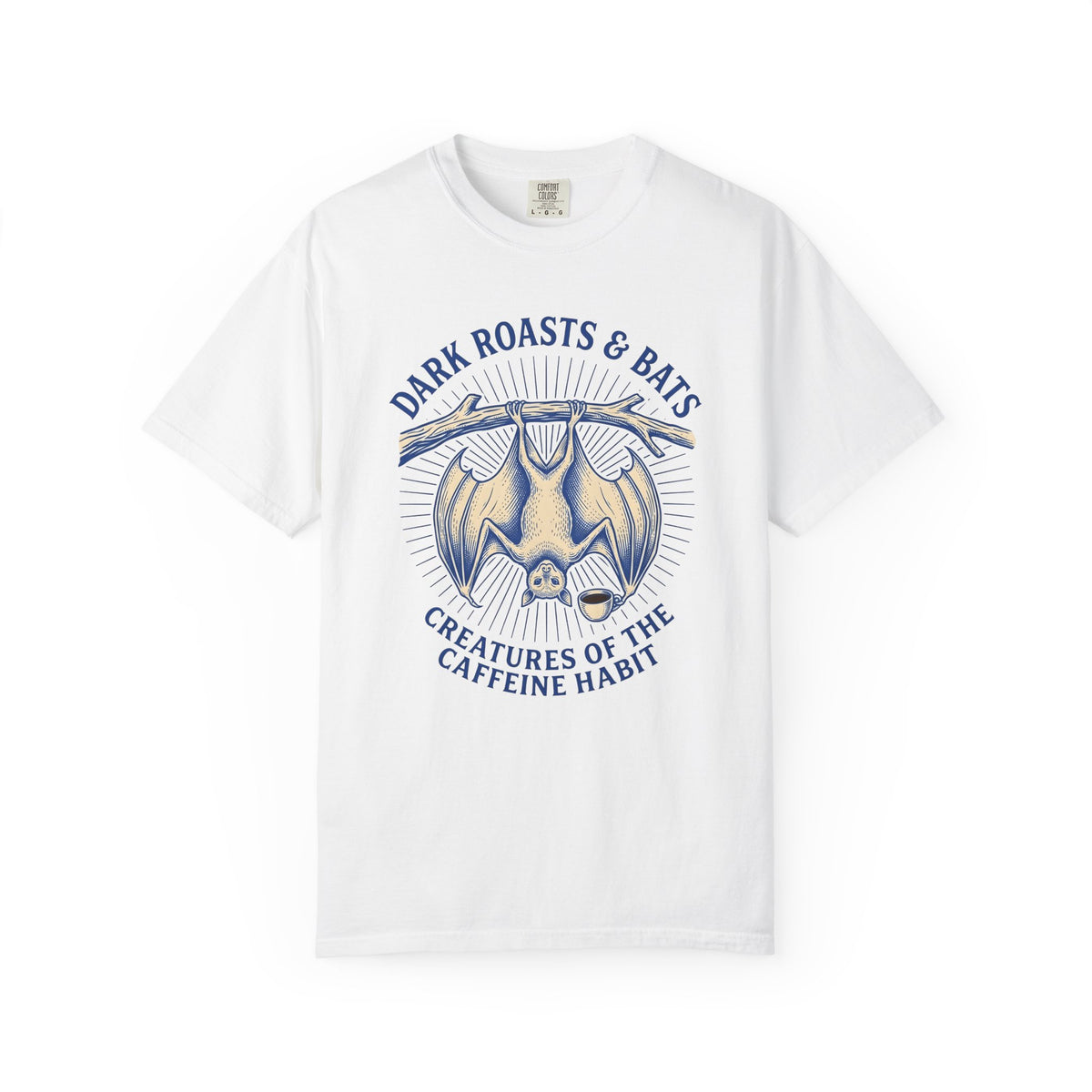 Flying Bat Coffee T-Shirt Coffee Fauna Gift Women Classic T-Shirt Coffee Drink T-Shirt Coffee Fan Wildlife Graphic T-Shirt Line Art Perch Branch